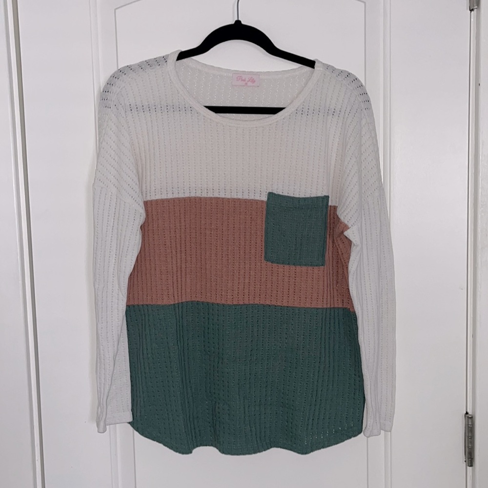Pink Lily Color Block Long Sleeve